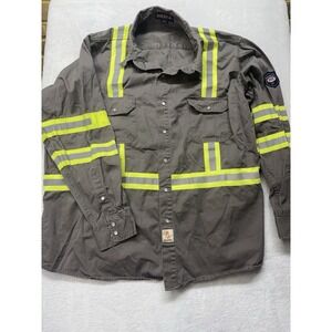 BOCOMAL FR 4XL Shirt High Visibility Gray Welding/Electrical FR Button Down